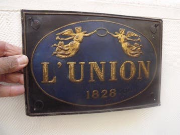 L´ÜNION 1828 - Emaille bord - Brons, Antiek en Kunst