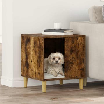vidaXL Hondenhuis Gerookt eiken 44 x 42 x 49 cm Bewerkt hout, Dieren en Toebehoren, Verzenden, Nieuw