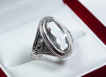 - argent 800 - naturel 4,50 ct aigue-marine - Bague, Antiek en Kunst