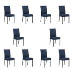 Set van 10 Leren eetkamerstoelen Real - Toledo Kobalt, Ophalen of Verzenden