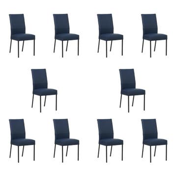 Set van 10 Leren eetkamerstoelen Real - Toledo Kobalt, Ophalen of Verzenden