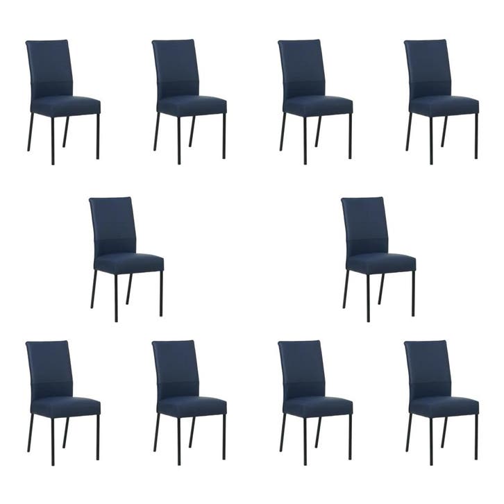 Set van 10 Leren eetkamerstoelen Real - Toledo Kobalt, Maison & Meubles, Chaises, Enlèvement ou Envoi