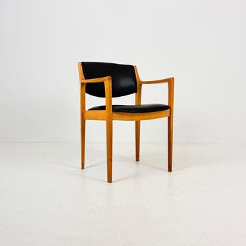 Chaise - Bois, Cuir - chaise vintage, Antiquités & Art