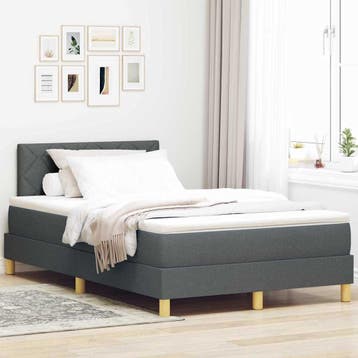 vidaXL LED Box Spring Bed met hoofdeinde Donkergrijs 120 x, Huis en Inrichting, Verzenden, Nieuw