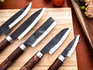 Keukenmes - Kitchen knife set - 756 - Staal, Hout,