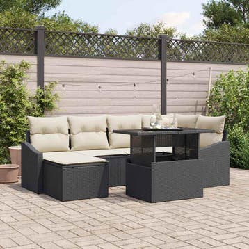 vidaXL Tuinbank Set 7 st Zwart en Crème, Verzenden, Nieuw