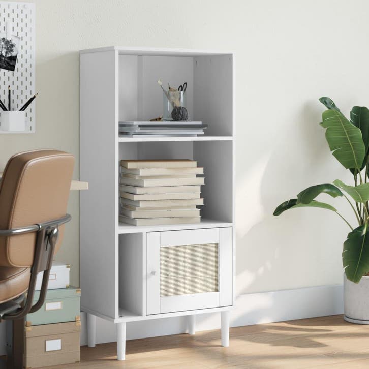 vidaXL Boekenkast SENJA rattan-look 60x35x130 cm grenenhout, Huis en Inrichting, Kasten | Boekenkasten, Nieuw, Verzenden