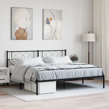 vidaXL Bedframe met hoofdbord metaal zwart 180x200 cm, Huis en Inrichting, Slaapkamer | Bedden, Verzenden, Nieuw