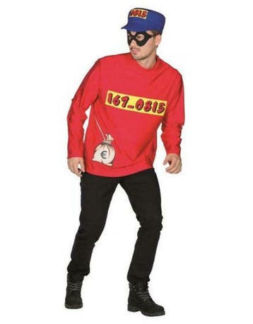 bankovervaller shirt met masker en petje, Ophalen of Verzenden, Nieuw