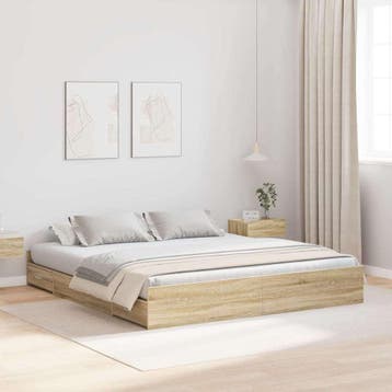 vidaXL Opbergbedframe met lade Sonoma Eik 180 x 200 cm, Verzenden
