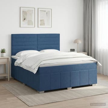vidaXL Boxspringbed met matras met hoofdeinde Blauw 160 x, Verzenden, Nieuw
