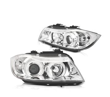 PHARES BMW E90 E91 05-08 ANGEL EYES CCFL FOND CHROME, Autos : Pièces & Accessoires, Verzenden, Neuf