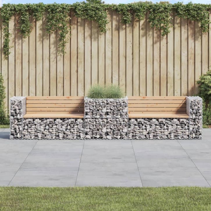 vidaXL Tuinbank met schanskorf massief grenenhout, Tuin en Terras, Tuinsets en Loungesets, Nieuw, Verzenden