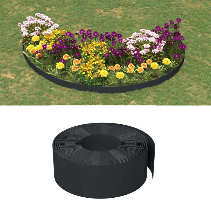 vidaXL Tuinranden 3 st 10 m 20 cm polyetheen zwart, Jardin & Terrasse, Traverses & Bordures, Envoi
