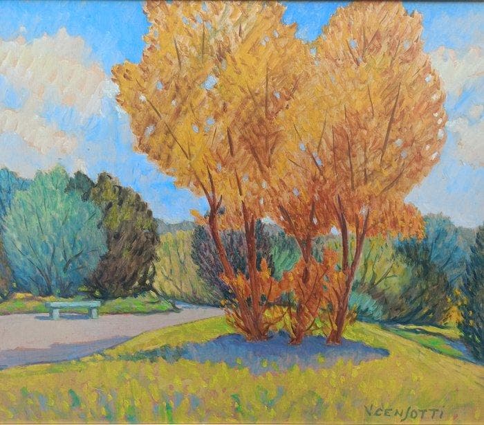 Vincenzo Censotti (1913-2005) - Paesaggio Primaverile, Antiquités & Art, Art | Peinture | Classique