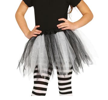 Tutu Glitter Zwart Wit Kind 31cm, Verzenden, Nieuw
