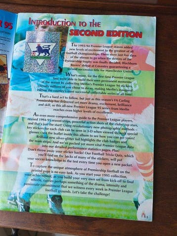 Premier League - 1995 - Album dautocollants, Collections