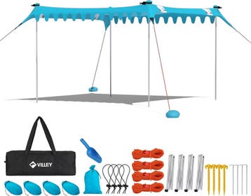 VILLEY Strandtent 3x3m UPF50+ | Retour deal | 36% Korting!, Caravans en Kamperen, Verzenden, Nieuw, Tot en met 6