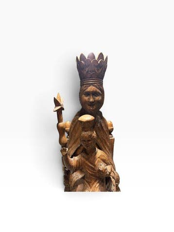 Beeldje, Sedes Sapientiae (Maria) - 47 cm - Eik - 1910
