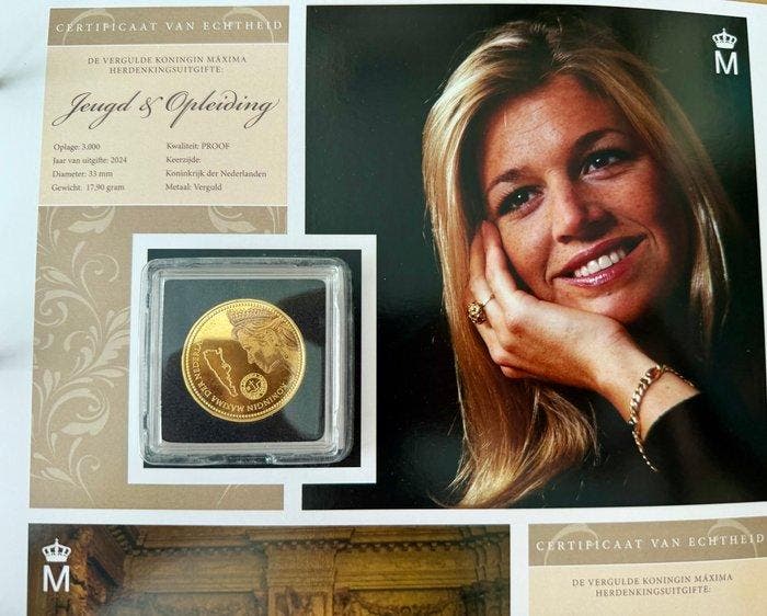 Nederland. Queen Máxima - gilded medals (8) Queen Máxima -, Timbres & Monnaies, Monnaies | Europe | Monnaies non-euro
