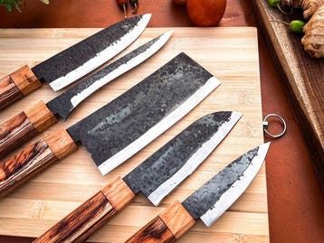 Keukenmes - Kitchen knife set - 749 - Staal, Hout,