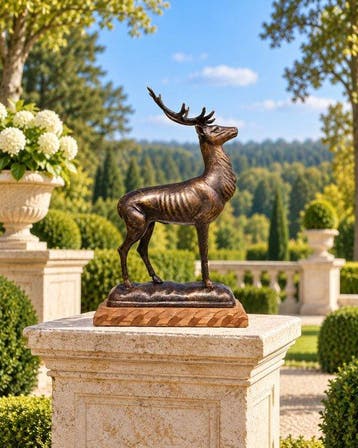 Beeld, Large Deer Iron - 32 cm - Hout, IJzer - 2026