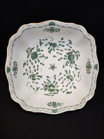 Meissen - Kom - groß, quadratisch 27x27x9,7 cm Indisch Grün, Antiek en Kunst