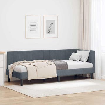 vidaXL Hoek Bed Frame Donkergrijs 80 cm x 200 cm Fluweel, Verzenden, Nieuw