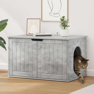 vidaXL Kattenhuis Beton 85 x 55 x 50,5 cm Bewerkt hout, Verzenden