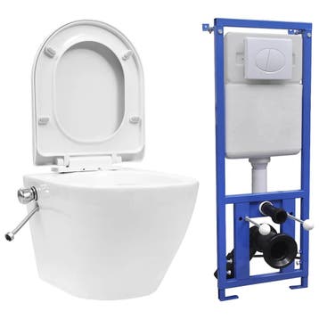 vidaXL Hangend toilet randloos met verborgen stortbak, Verzenden