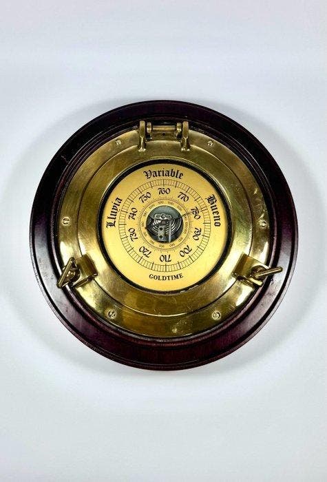 Barometer - Messing, Hout, Antiek en Kunst, Curiosa en Brocante