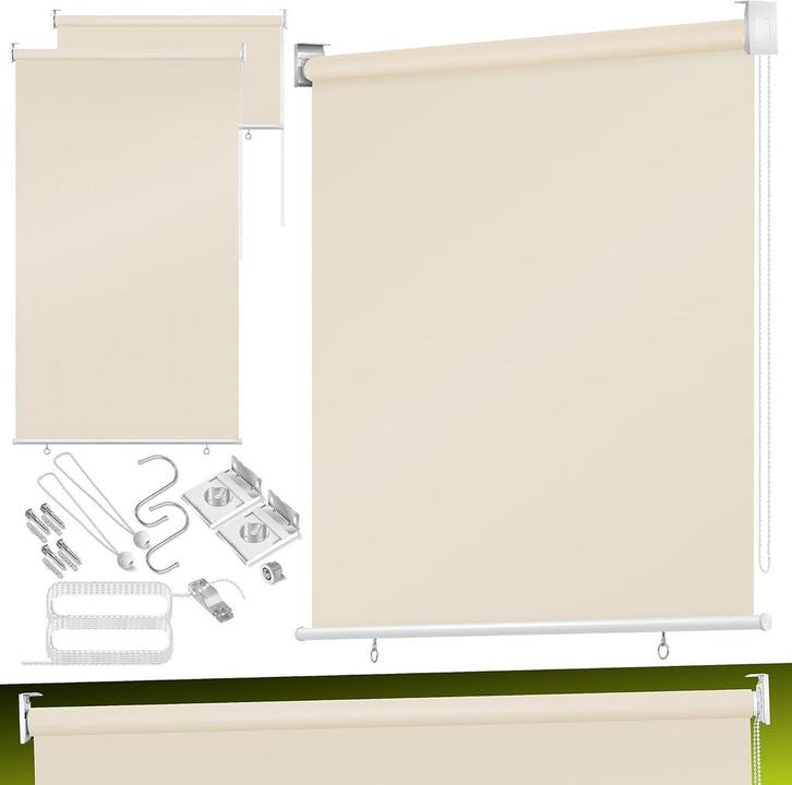 Rolgordijn - Verduisterend - 160x240 cm - Beige - KESSER®, Tuin en Terras, Schaduwdoeken, Nieuw, Verzenden