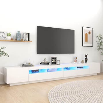 vidaXL Tv-meubel met LED-verlichting 300x35x40 cm wit, Verzenden, Nieuw