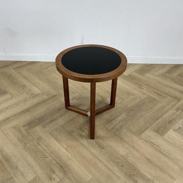 design bijzettafel - zwart glazen inlegblad, (hxbxd), Gebruikt