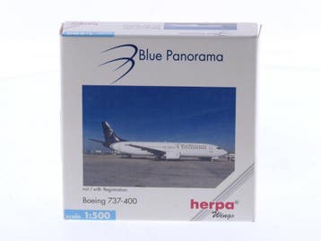 Schaal 1:500 Herpa 501347 Boeing 737-400 Blue Panorama Ai..., Ophalen of Verzenden, Zo goed als nieuw