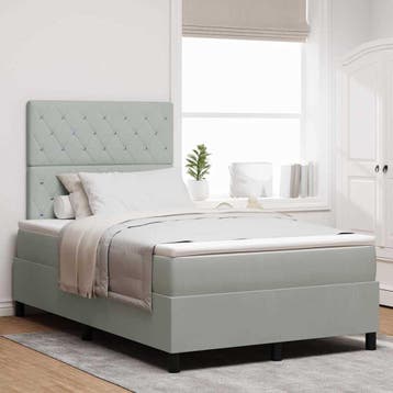 vidaXL LED Box Spring Bed met matras Lichtgrijs 120 x 190 cm, Verzenden, Nieuw