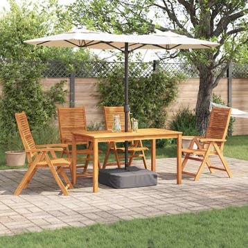 vidaXL Tuin Eettafel Set 5 st Bruin Massief Acacia Hout, Verzenden, Nieuw