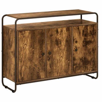 vidaXL Dressoir Gerookt eiken 102 x 35 x 75 cm Bewerkt hout, Verzenden