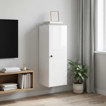 vidaXL Wandkast 33 x 34,5 x 90 cm Bewerkt hout Hoogglans Wit, Verzenden, Nieuw