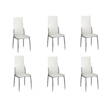 vidaXL Eetkamerstoelen 6 st kunstleer wit, Huis en Inrichting, Stoelen, Verzenden, Nieuw