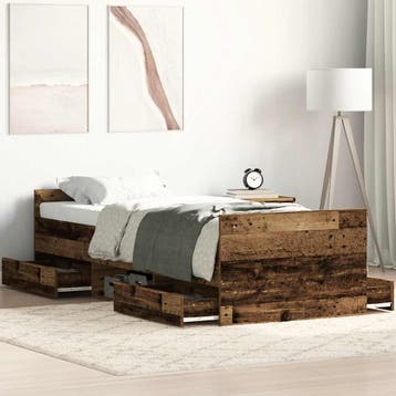 vidaXL Bedframe zonder matras bewerkt 90x200 cm bewerkt hout, Verzenden