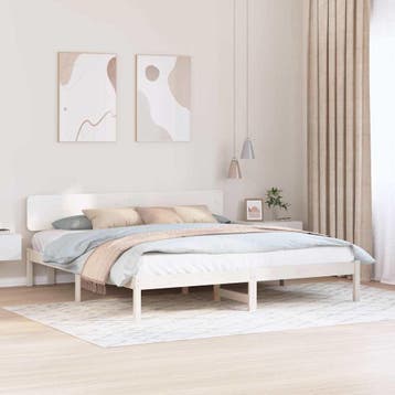 vidaXL Bedframe met hoofdeinde Wit 180 x 200 cm Massief, Verzenden