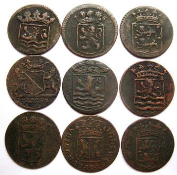 Nederlands-Indië. VOC Duiten 1734-1790 (9 verschillende)