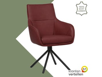Leren draaibare eetkamerstoel Fancy - Toledo Cherry (rood), Nieuw, Leer, Ophalen of Verzenden, 90 cm of meer