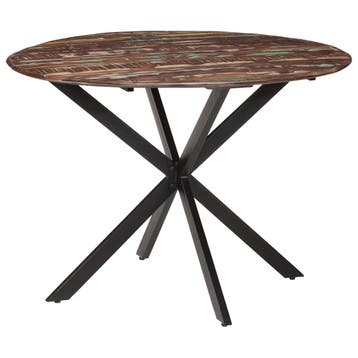 vidaXL Eettafel Ø110x78 cm massief gerecycled hout en staal, Verzenden, Nieuw