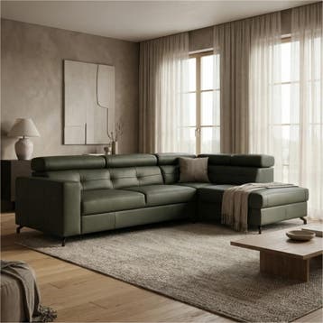 Leren hoekbank Nova - 2,5 zits + longchair, Ophalen of Verzenden