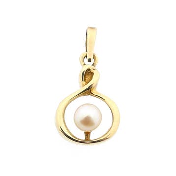 8 Karaat hanger met een parel (Hanger of bedel), Handtassen en Accessoires, Bedels, Ophalen of Verzenden, Gebruikt, Goud, Overige merken