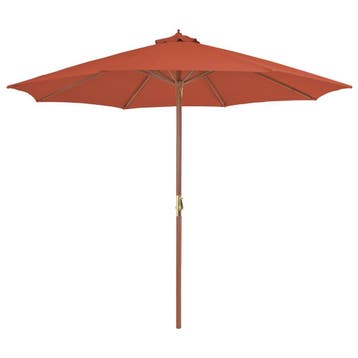 vidaXL Parasol met houten paal 300 cm terracotta, Tuin en Terras, Verzenden, Nieuw