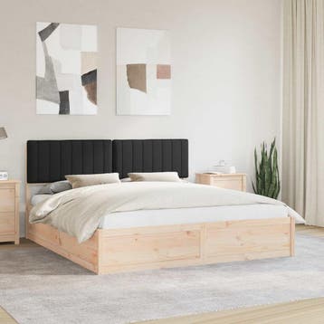 vidaXL Bedframe met Gevoerde Hoofdbord Zwart 180 x 200 cm, Verzenden, Nieuw