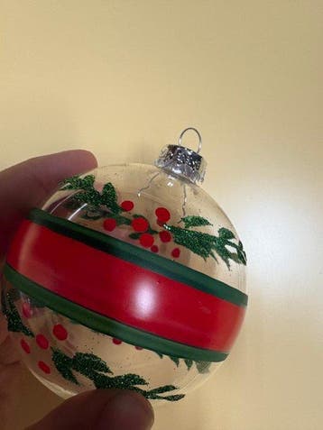Esse: 12 kerstballen, met handbeschildering, transparant